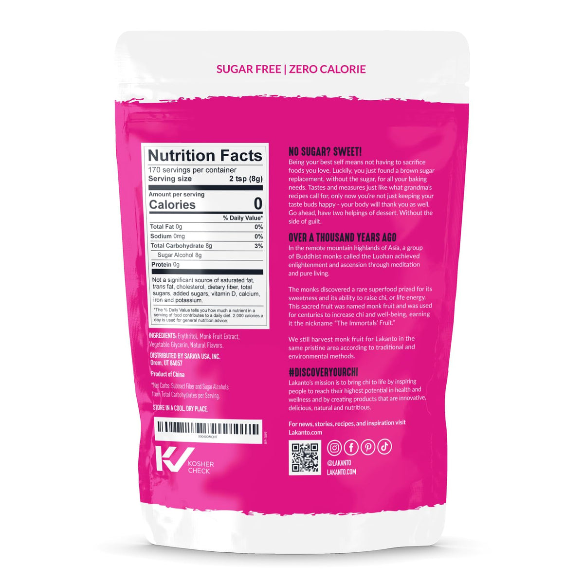 Lakanto Brown Monk Fruit Sweetener with Erythritol – Zero Calorie Brown Sugar Substitute (3 lb) | Vegan, Keto, Gluten Free