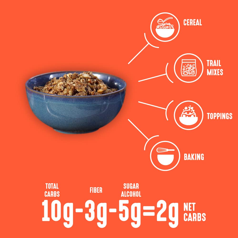 Lakanto Cinnamon Almond Crunch Granola — Monk Fruit Sweetened, Keto Friendly, No Sugar Added, Gluten Free | 25 oz