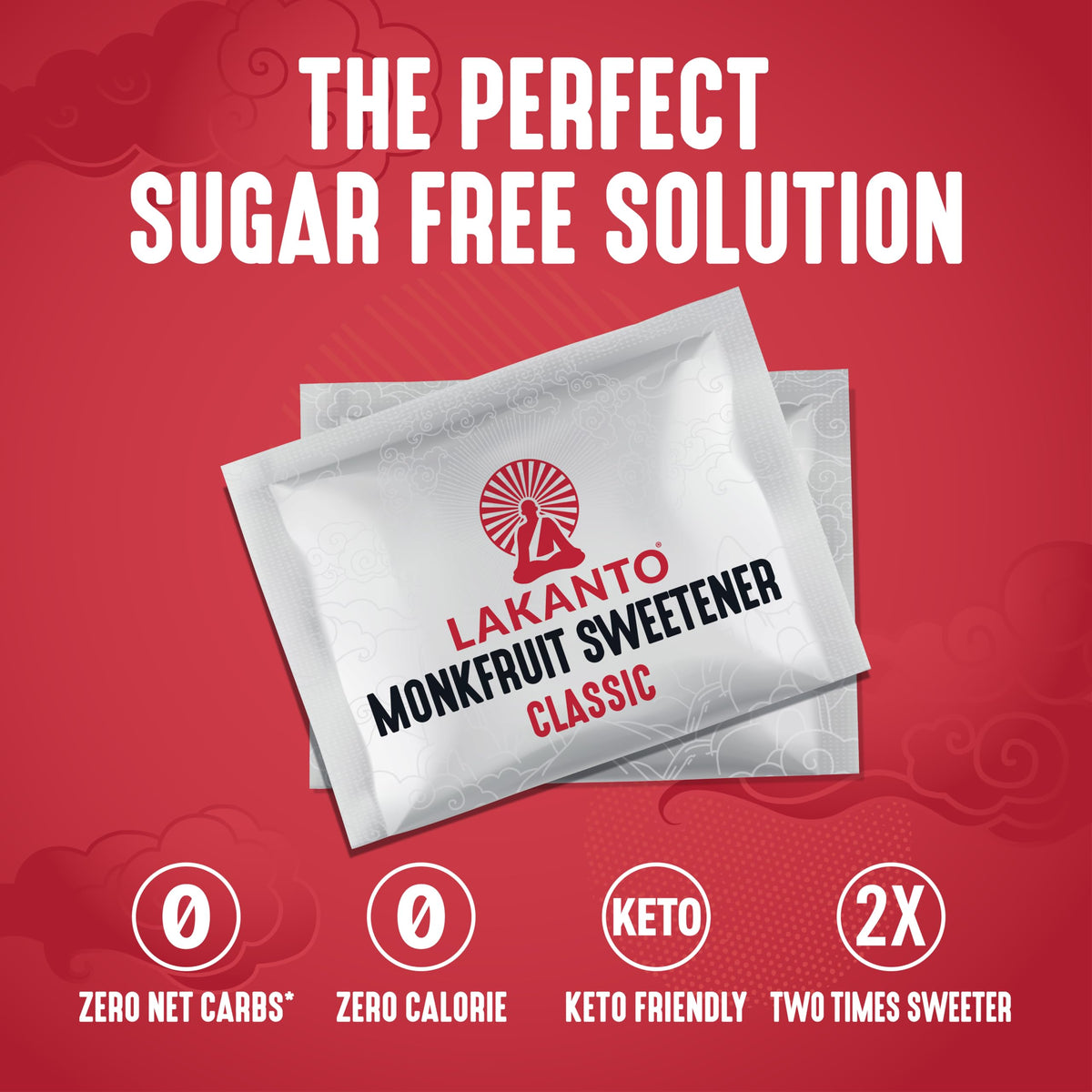 Lakanto Classic Monk Fruit Sweetener with Erythritol Packets – 300 Count, 2x Sweetness