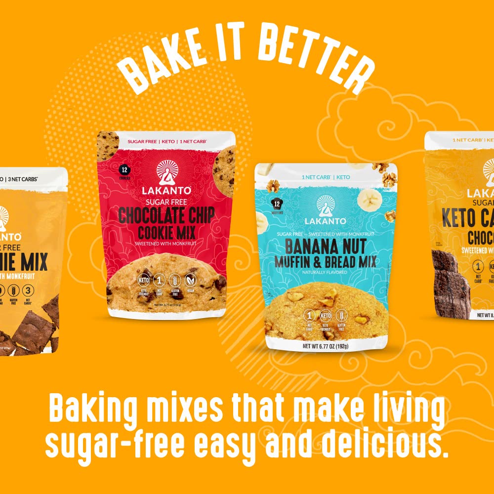 Lakanto Sugar Free Brownie Mix – Keto, Gluten Free, Monk Fruit Sweetened, 3g Net Carbs, Pack of 3