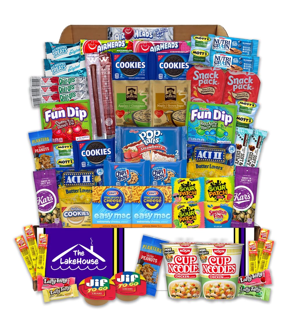 The LakeHouse College Care Package: 56-Count Snack Box – Dorm Room Variety Pack