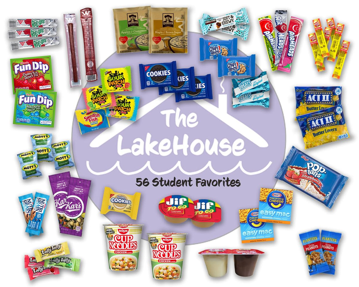 The LakeHouse College Care Package: 56-Count Snack Box – Dorm Room Variety Pack