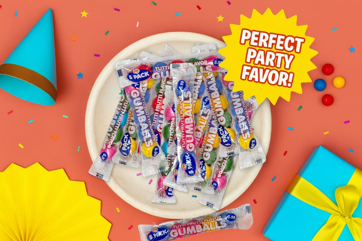 Lalees Bulk Gumballs – No Artificial Dyes, 30 Tubes, Rainbow Tutti Frutti Flavors