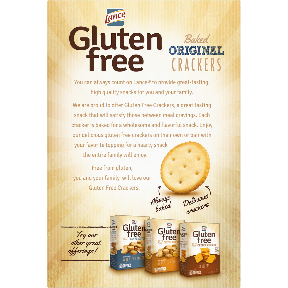 Lance Gluten Free Crackers - Original Baked, 5 oz, 4 Pack
