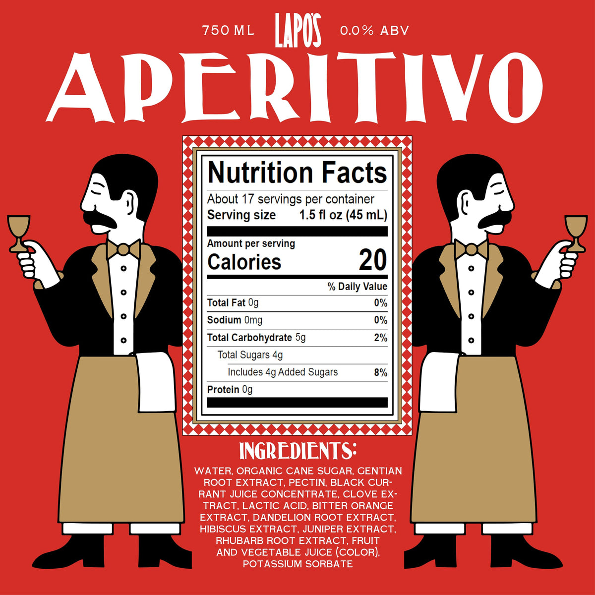 Lapo's Non-Alcoholic Aperitivo – Zero-Proof Citrus Spritz, Gluten-Free (750 ml)