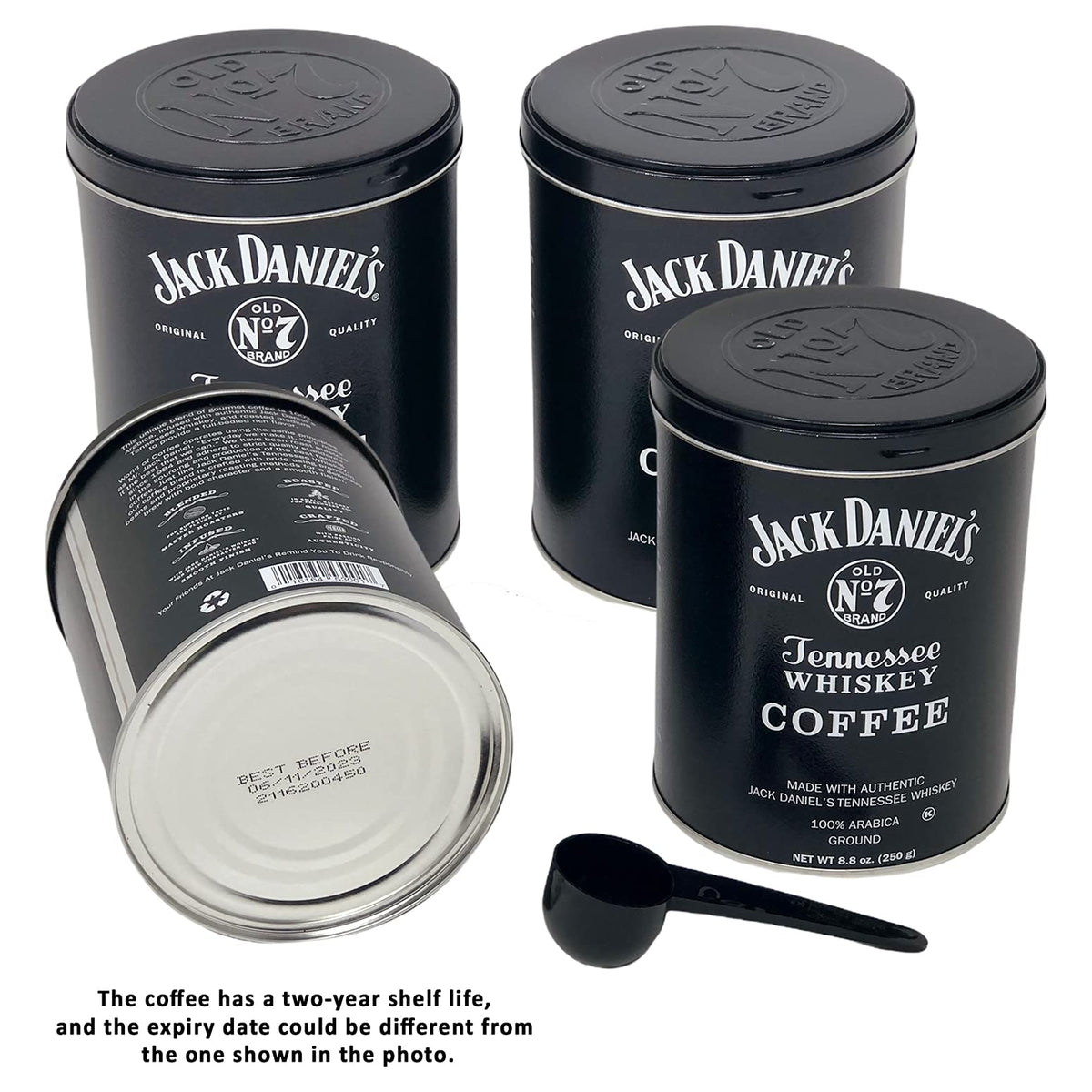 Jack Daniels Coffee 4-Pack by Lara's Gourmet Passions — 100% Arabica, Medium Roast, Ground, Kosher, Includes Measuring Spoon