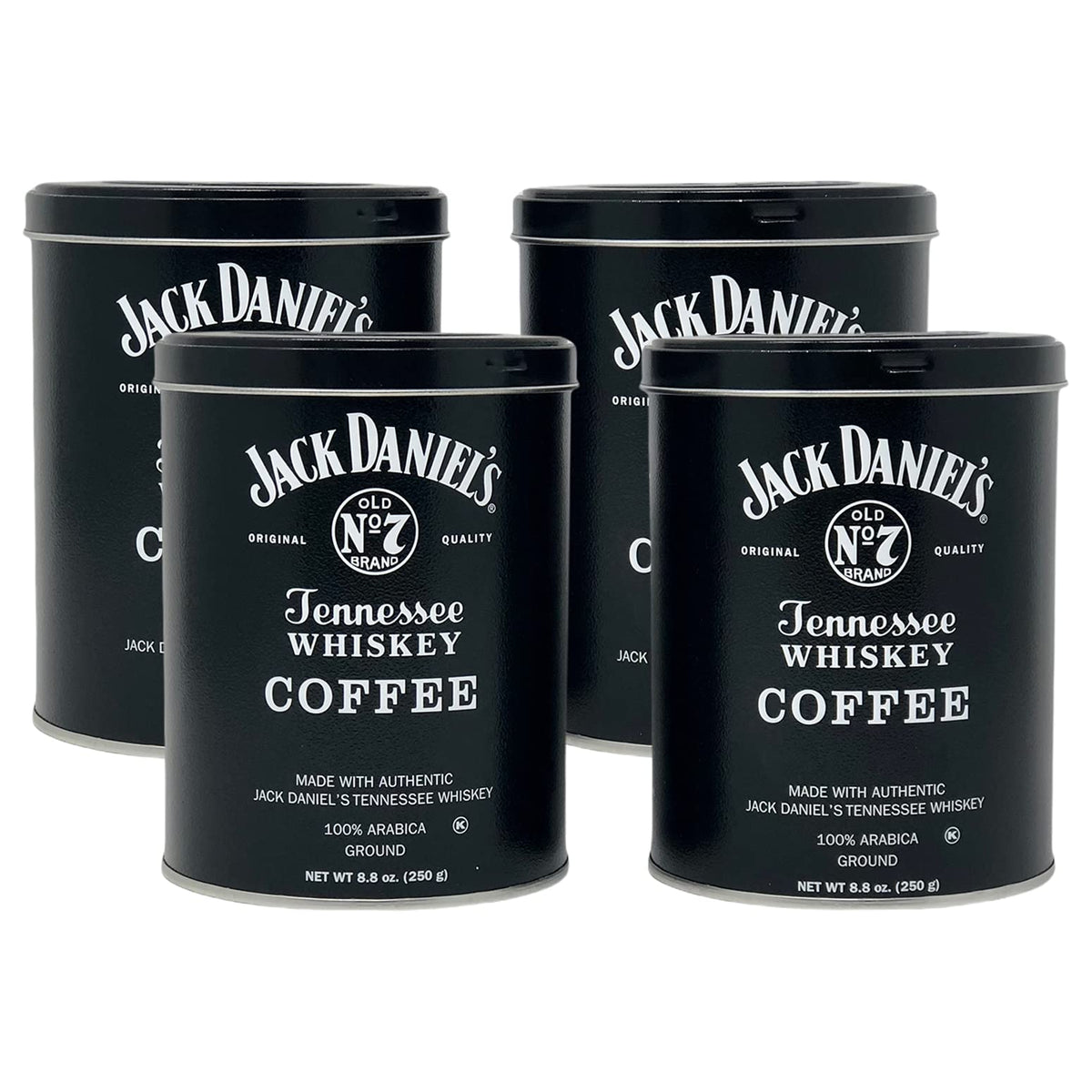 Jack Daniels Coffee 4-Pack by Lara's Gourmet Passions — 100% Arabica, Medium Roast, Ground, Kosher, Includes Measuring Spoon
