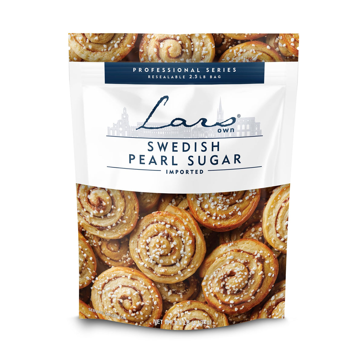 Lars' Own Professional Series Swedish Pearl Sugar – 2.5 lb Resealable Bag | Non-Melting, All-Natural