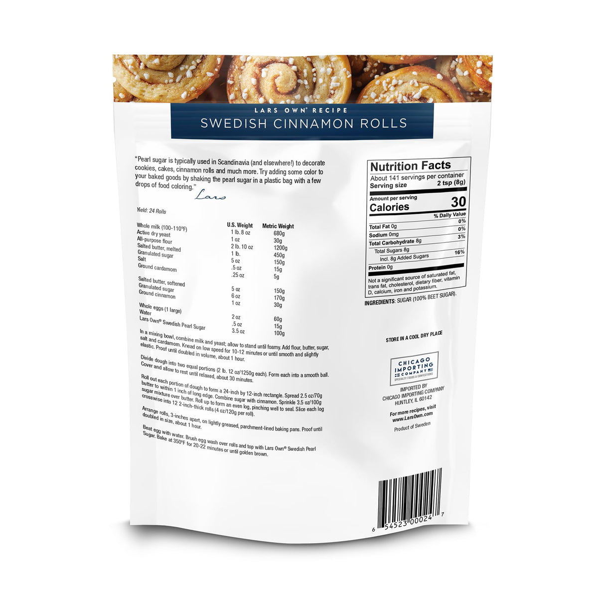 Lars' Own Professional Series Swedish Pearl Sugar – 2.5 lb Resealable Bag | Non-Melting, All-Natural