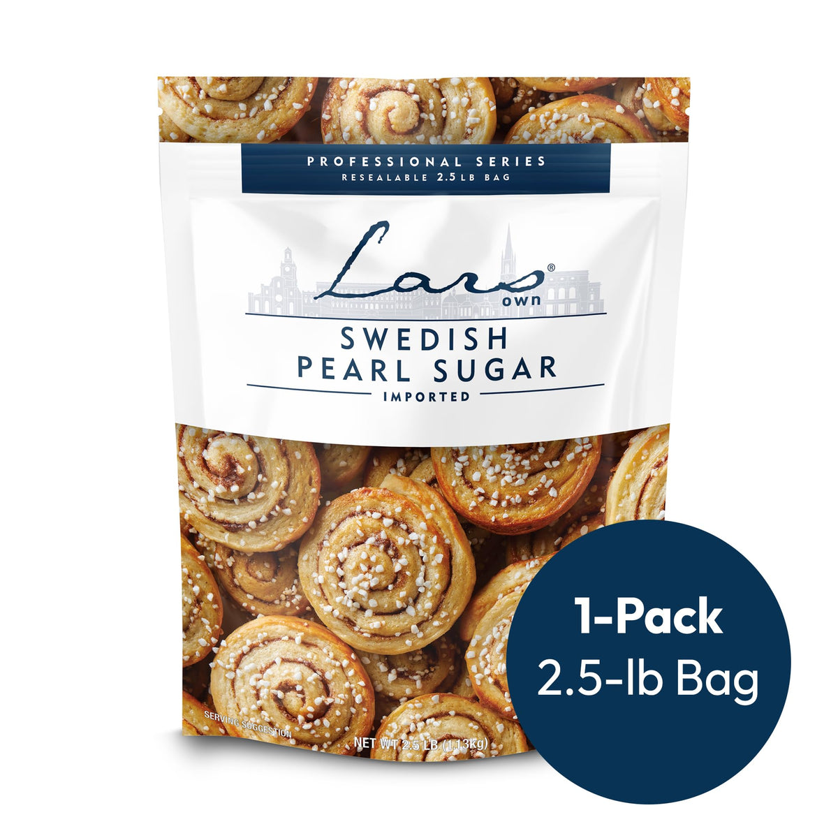 Lars' Own Professional Series Swedish Pearl Sugar – 2.5 lb Resealable Bag | Non-Melting, All-Natural