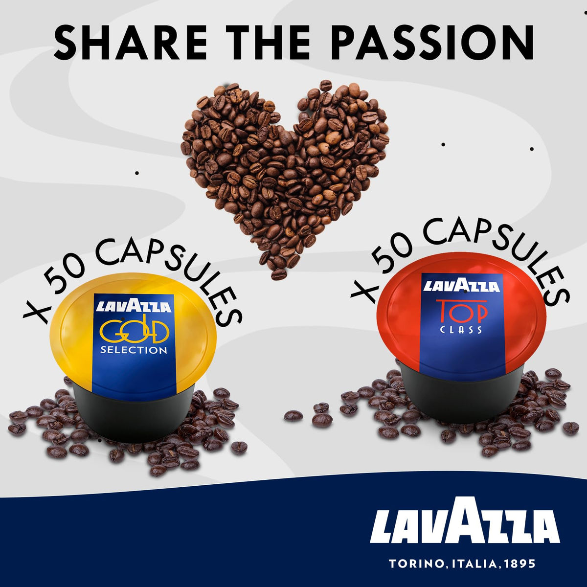 Lavazza Blue Capsules Variety Pack – 100 Pods (2 x 50) Top Class & Gold Selection Medium Roast Espresso