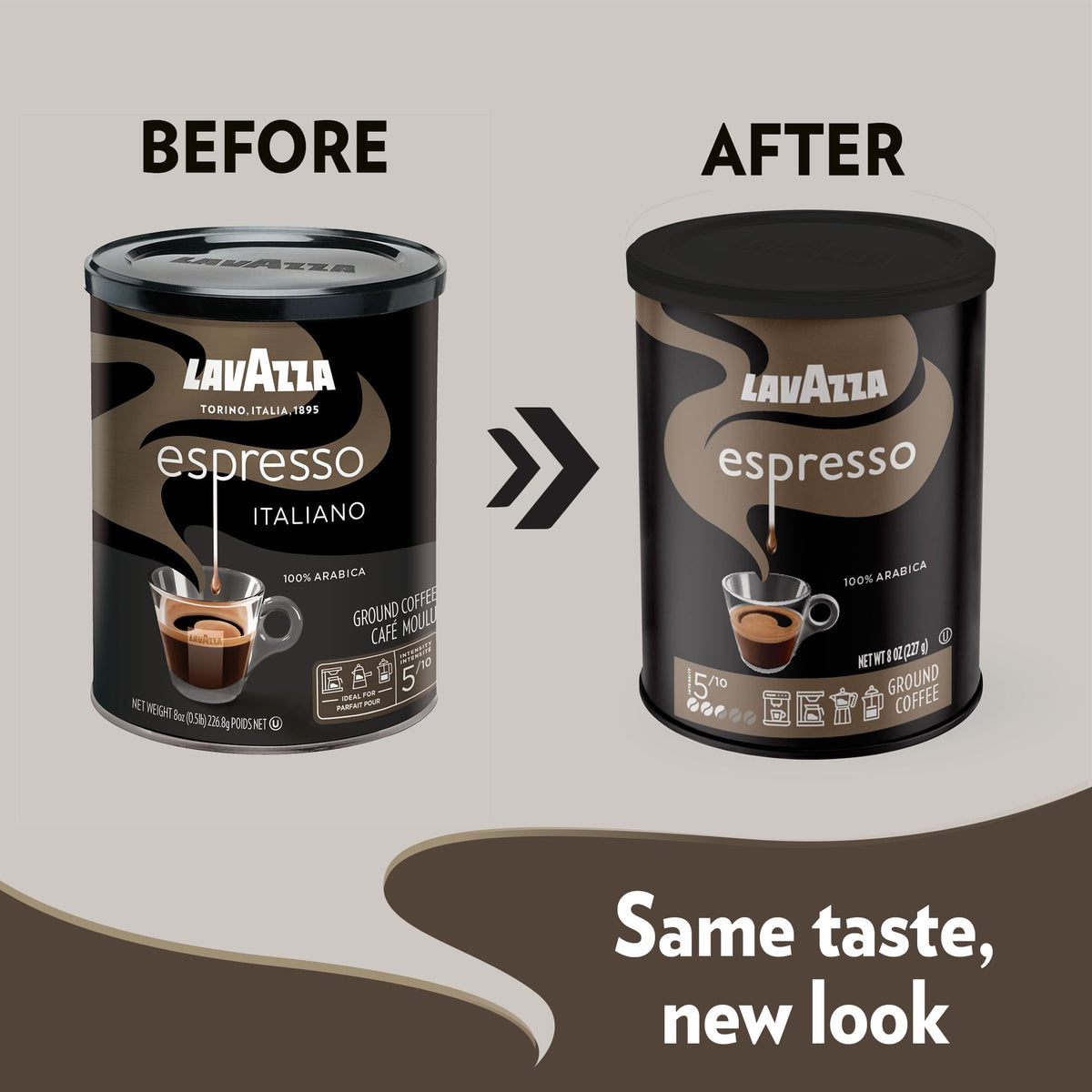 Lavazza Caffe Espresso Ground Coffee — Medium Roast, 100% Arabica, 2 x 8 oz
