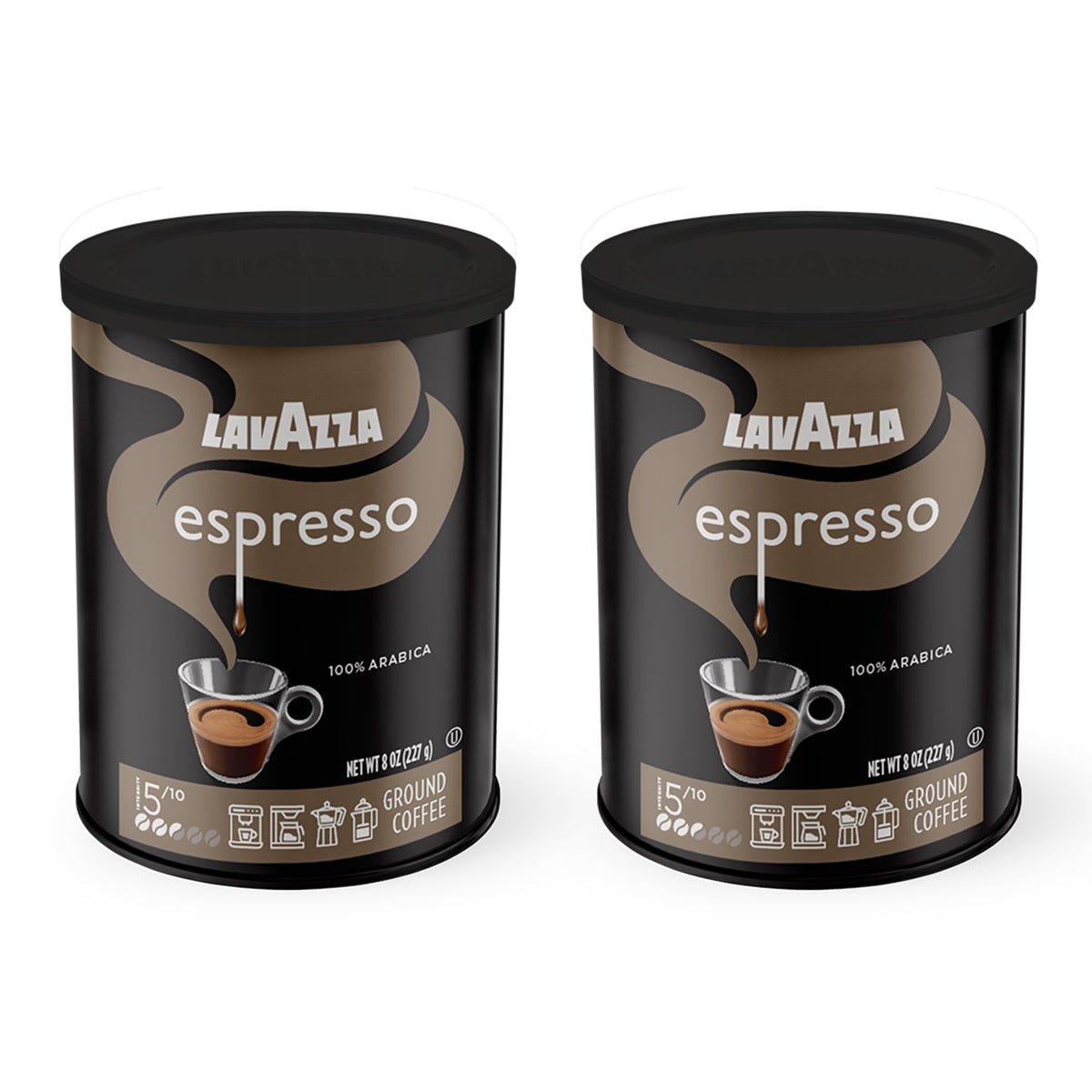 Lavazza Caffe Espresso Ground Coffee — Medium Roast, 100% Arabica, 2 x 8 oz