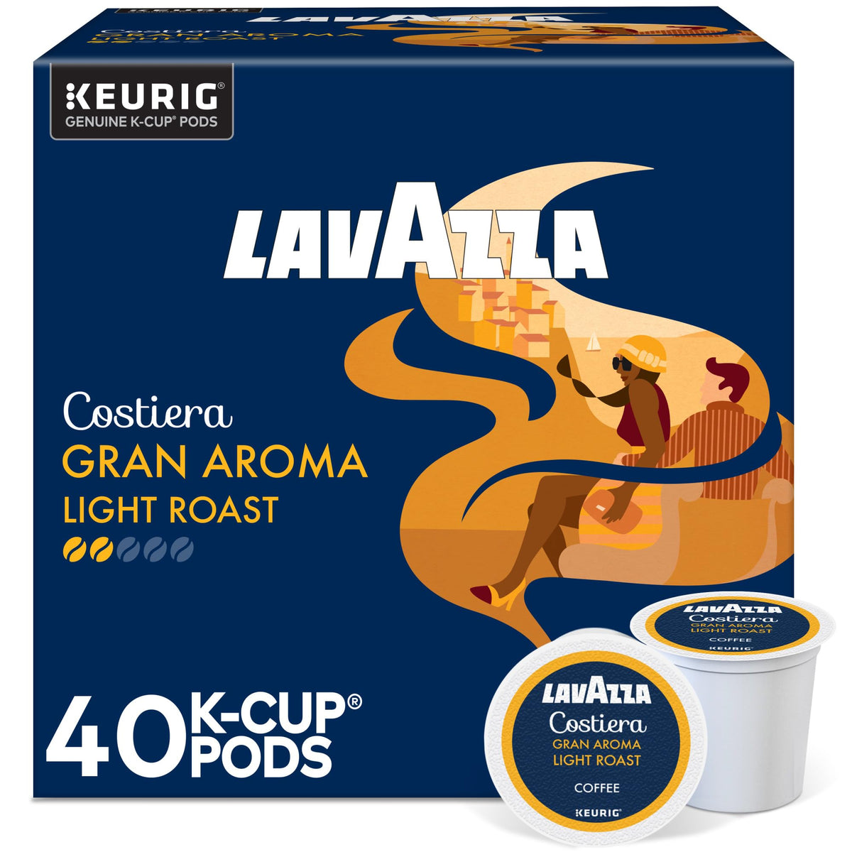 Lavazza Costiera Gran Aroma K-Cup Pods – Light Roast Coffee, Kosher, 40-Count Box