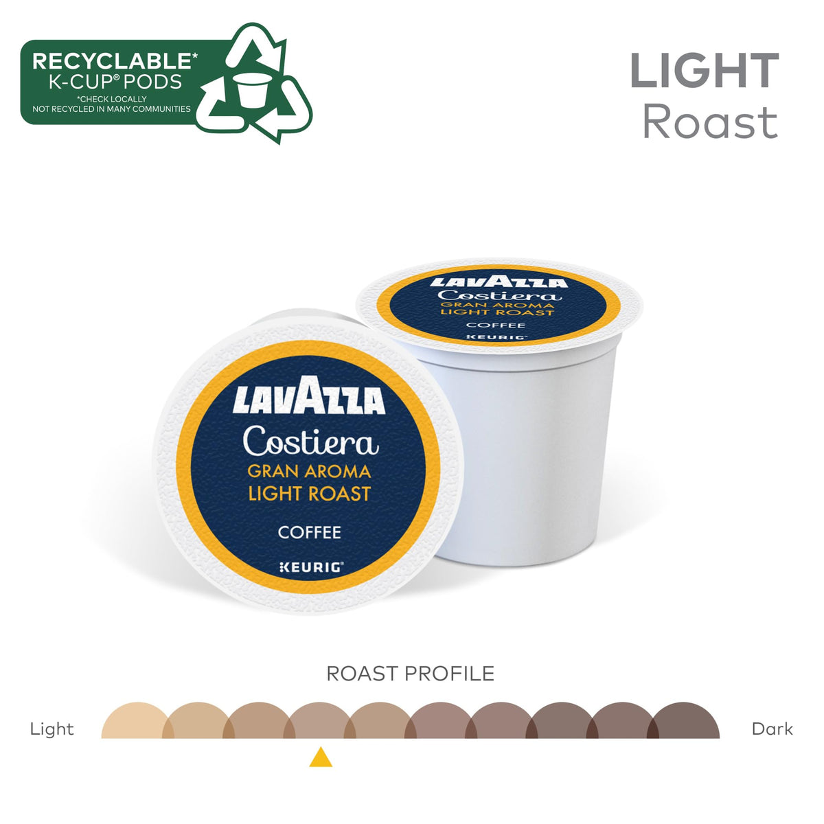 Lavazza Costiera Gran Aroma K-Cup Pods – Light Roast Coffee, Kosher, 40-Count Box