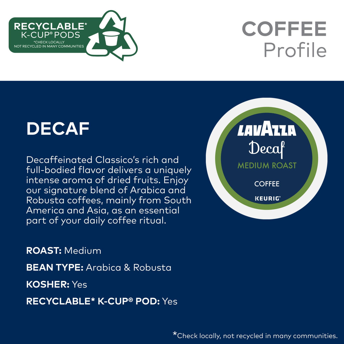 Lavazza Decaf K-Cup Pods – Medium Roast, 60-Count Box (6 Packs of 10)