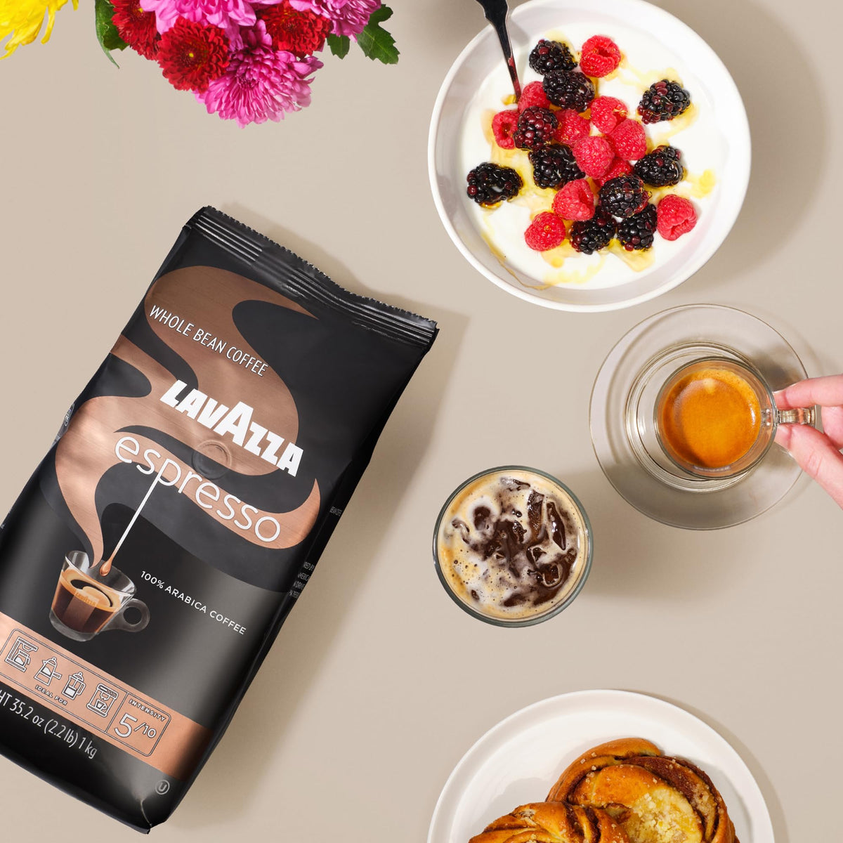 Lavazza Espresso Whole Bean Coffee — Medium Roast, 100% Arabica, 2.2 lb Bag