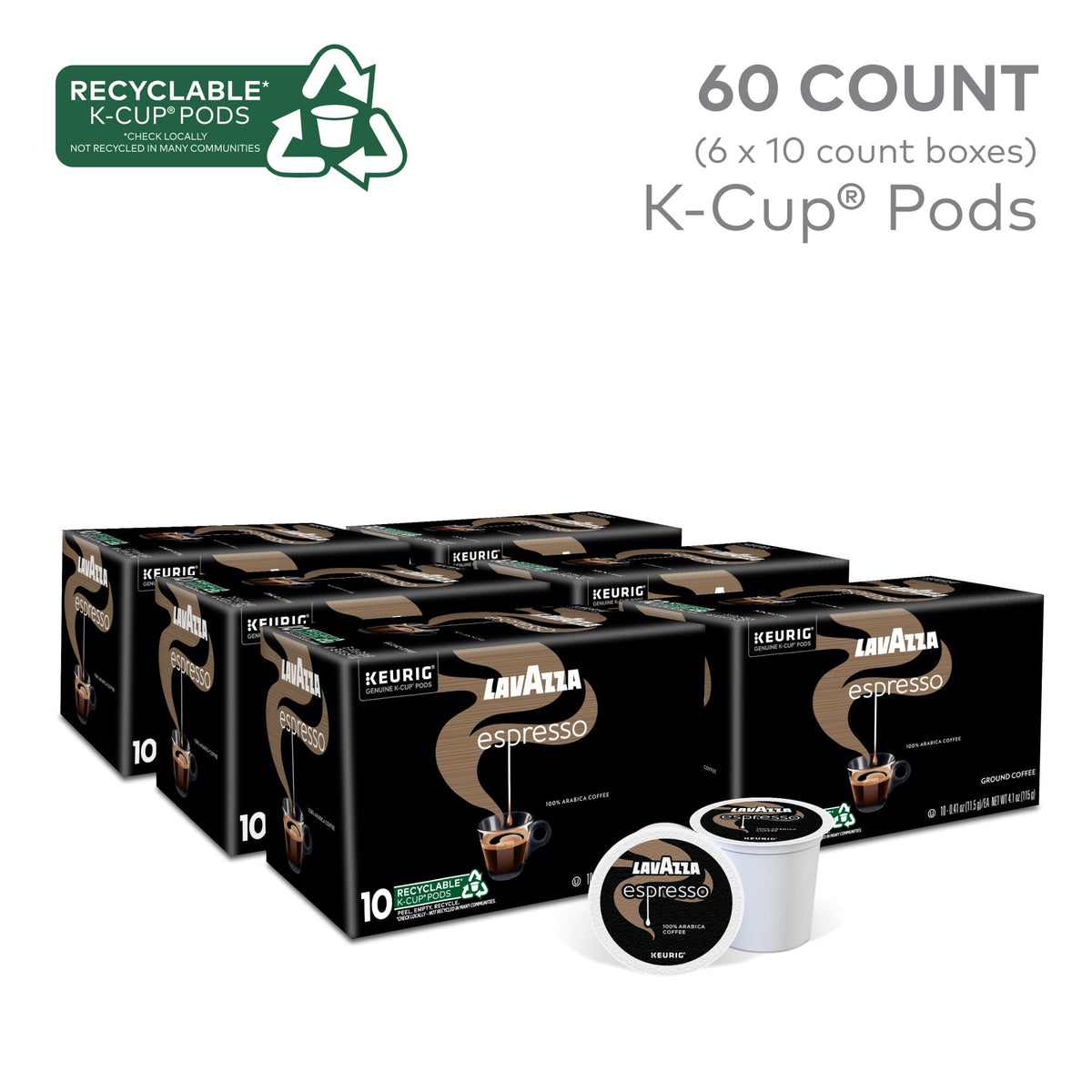 Lavazza Espresso K-Cup Pods – Medium Roast, 60-Count Box | Authentic Italian Coffee
