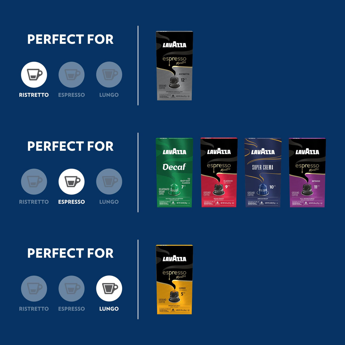 Lavazza Espresso Favorites Collection — 60 Aluminum Capsules for Nespresso Original Machines