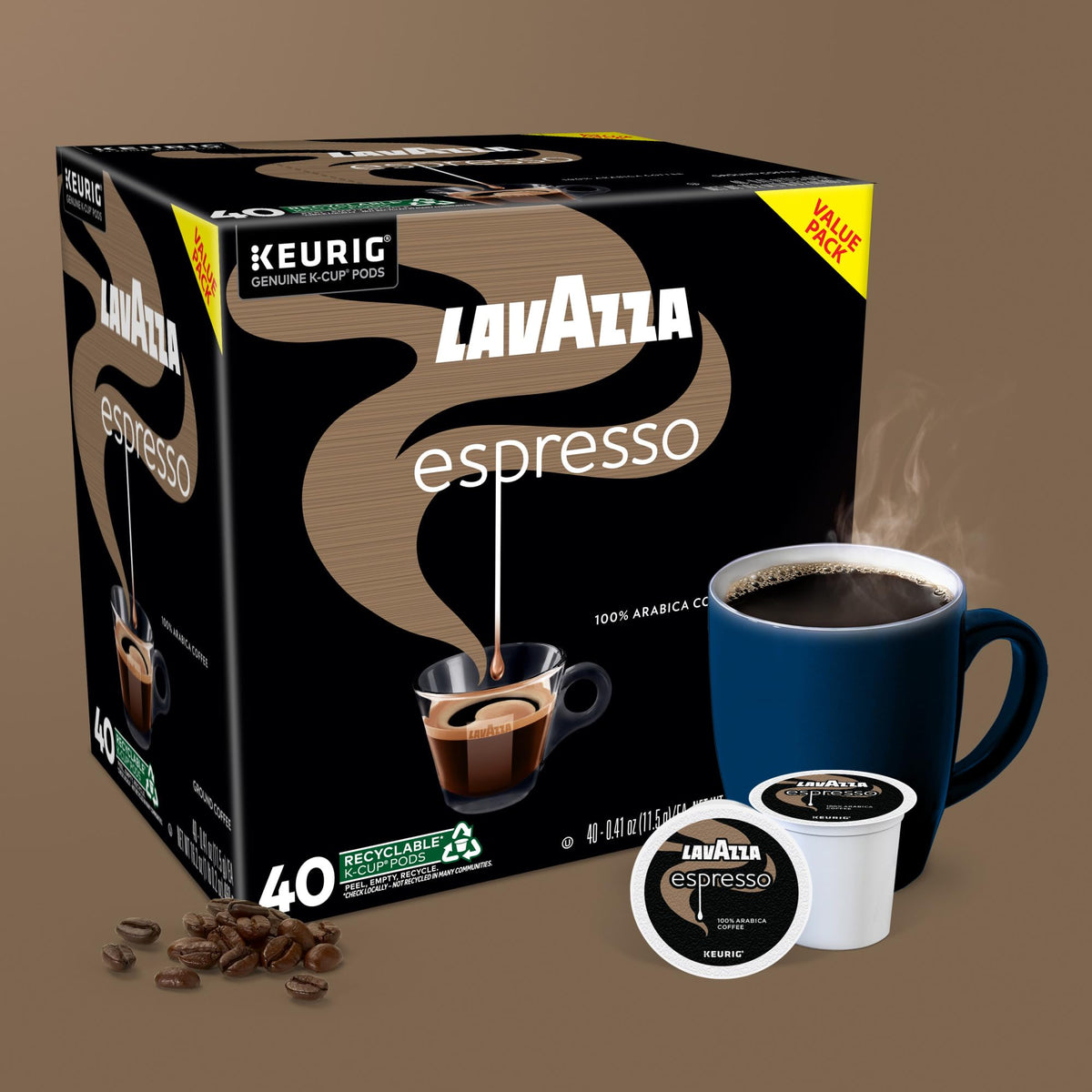 Lavazza Espresso Pods – Medium Roast Keurig K-Cup, 40-Count Box