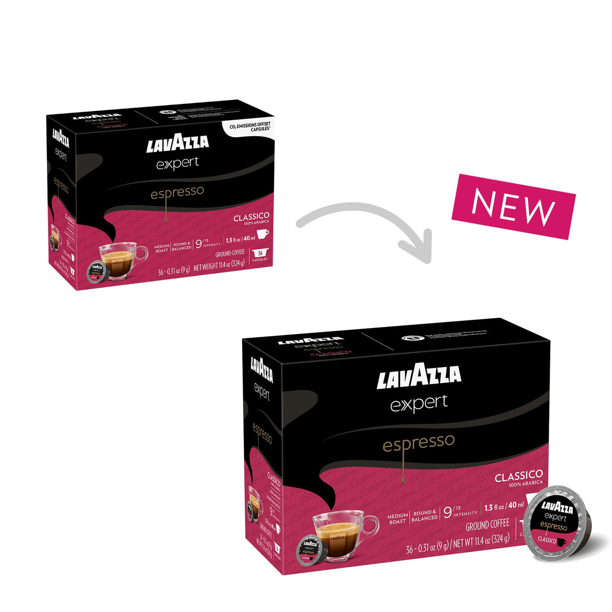 Lavazza Expert Espresso Classico Capsules – 100% Arabica, Medium Roast, 36 Capsules | Classy Mini & Classy Plus Compatible
