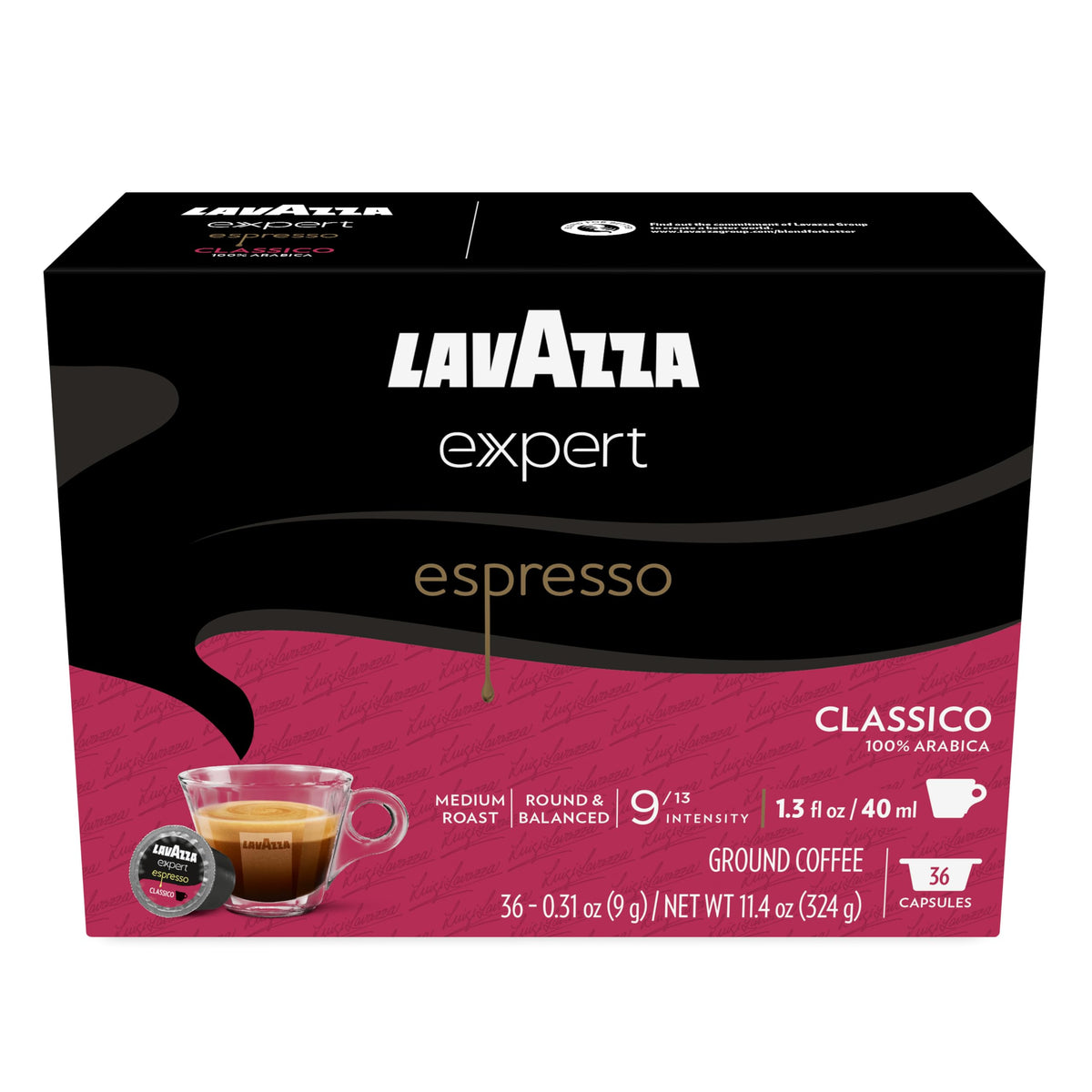 Lavazza Expert Espresso Classico Capsules – 100% Arabica, Medium Roast, 36 Capsules | Classy Mini & Classy Plus Compatible