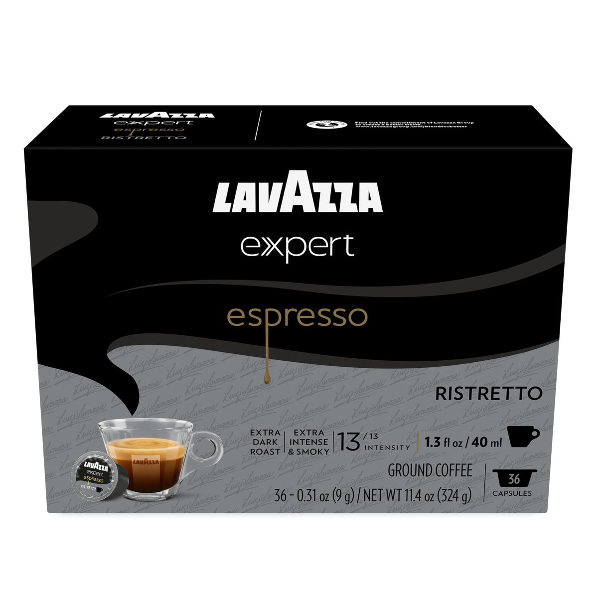 Lavazza Expert Espresso Ristretto Capsules – Extra Dark Roast (36) | Arabica & Robusta, Classy Mini & Classy Plus Compatible