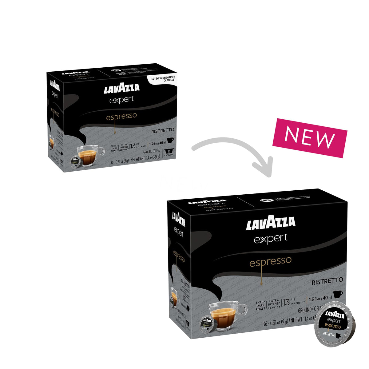 Lavazza Expert Espresso Ristretto Capsules – Extra Dark Roast (36) | Arabica & Robusta, Classy Mini & Classy Plus Compatible