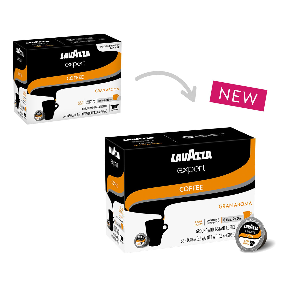Lavazza Expert Gran Aroma Coffee Capsules – Light Roast 100% Arabica | 36 Capsules for Classy Plus