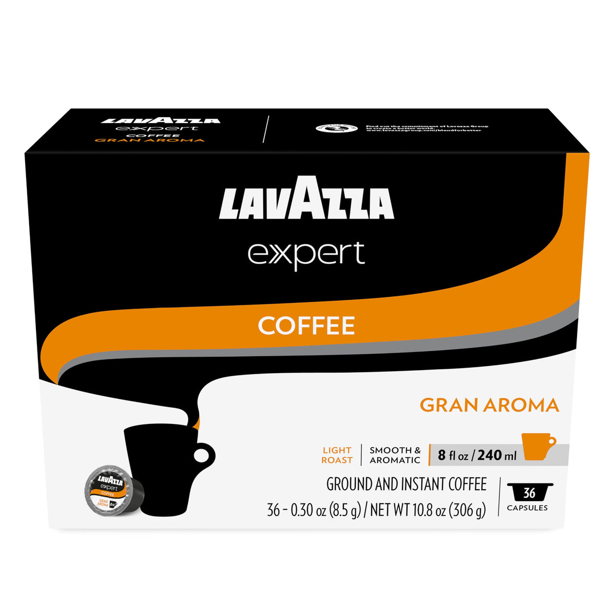 Lavazza Expert Gran Aroma Coffee Capsules – Light Roast 100% Arabica | 36 Capsules for Classy Plus