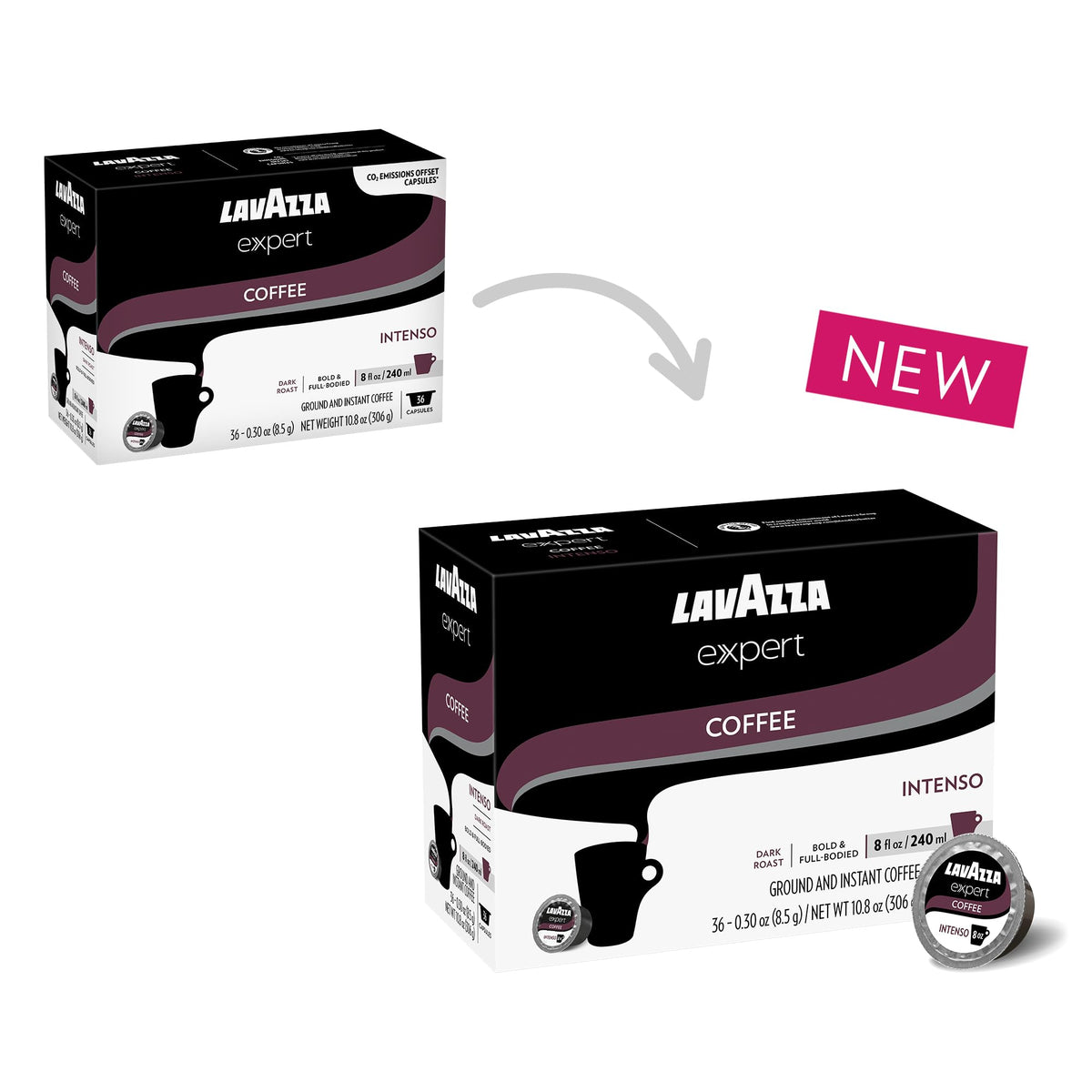 Lavazza Expert Intenso Coffee Capsules - Dark Roast Blend, 36 Capsules | Classy Plus Compatible