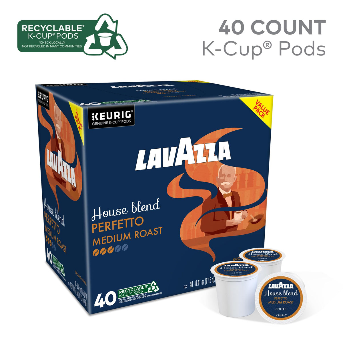 Lavazza House Blend Perfetto K-Cups – Medium Roast, 40-Count Pods