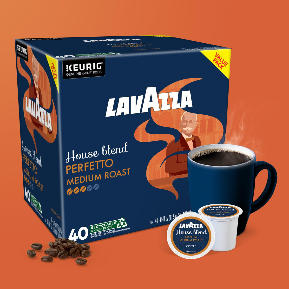 Lavazza House Blend Perfetto K-Cups – Medium Roast, 40-Count Pods