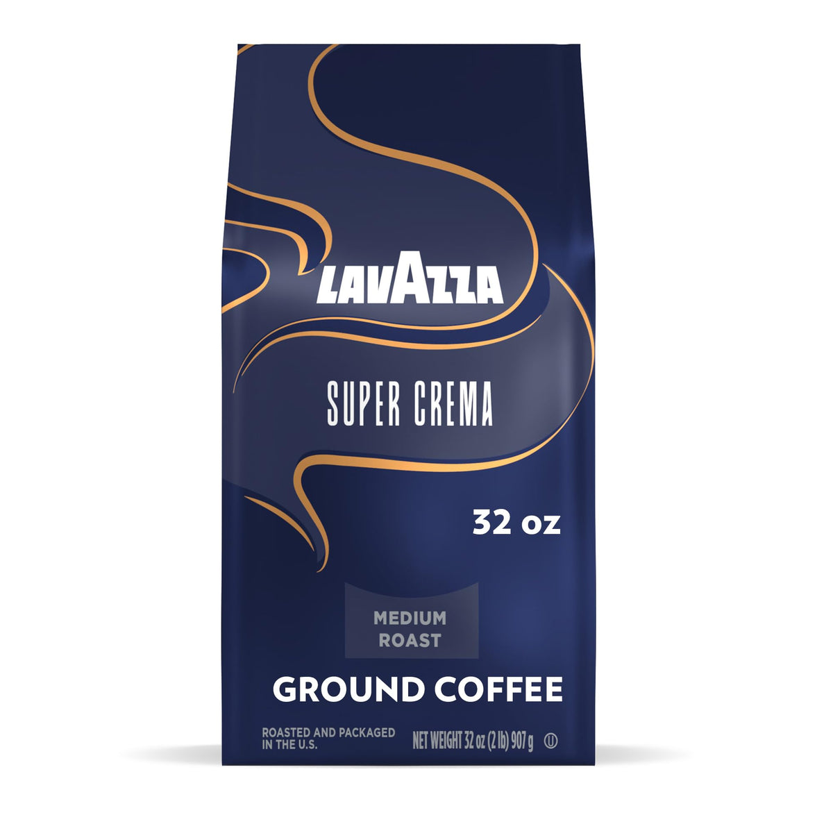 Lavazza Super Crema Ground Coffee – Medium Roast, Arabica & Robusta Blend, 32oz Bag