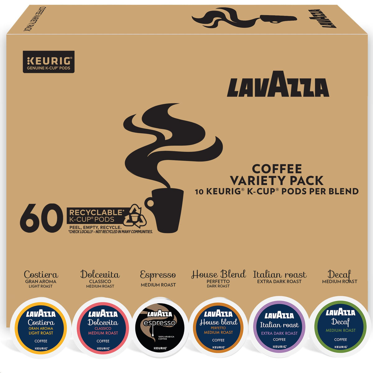 Lavazza Coffee Variety Pack for Keurig | 60 K-Cup Pods