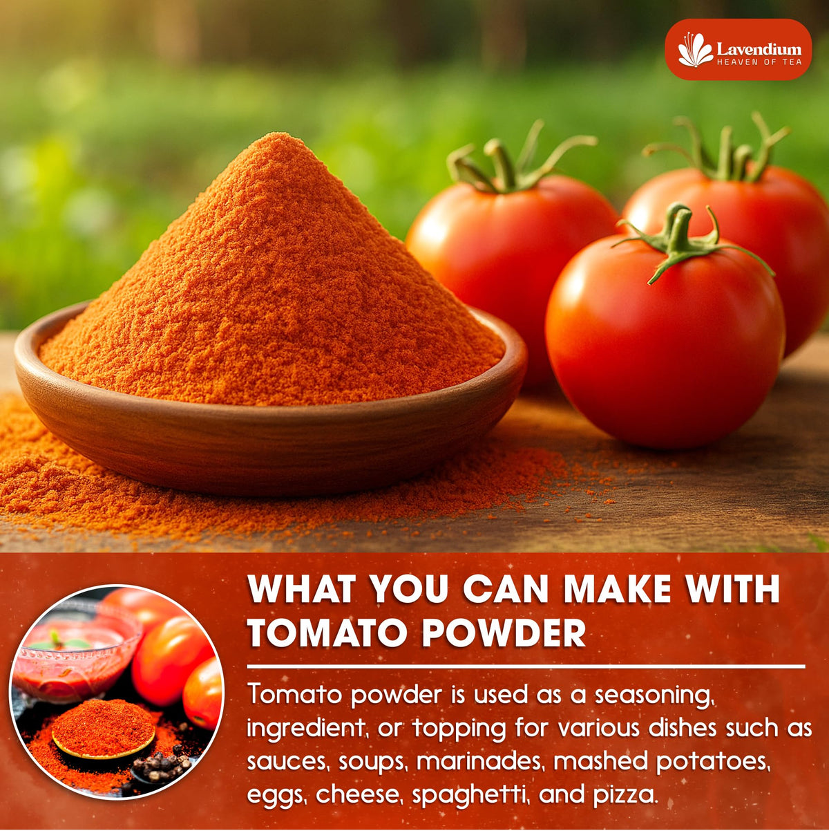 Lavendium Premium Tomato Powder 25oz | 100% Pure Dehydrated Tomato, Non-GMO, Vegan, Gluten-Free
