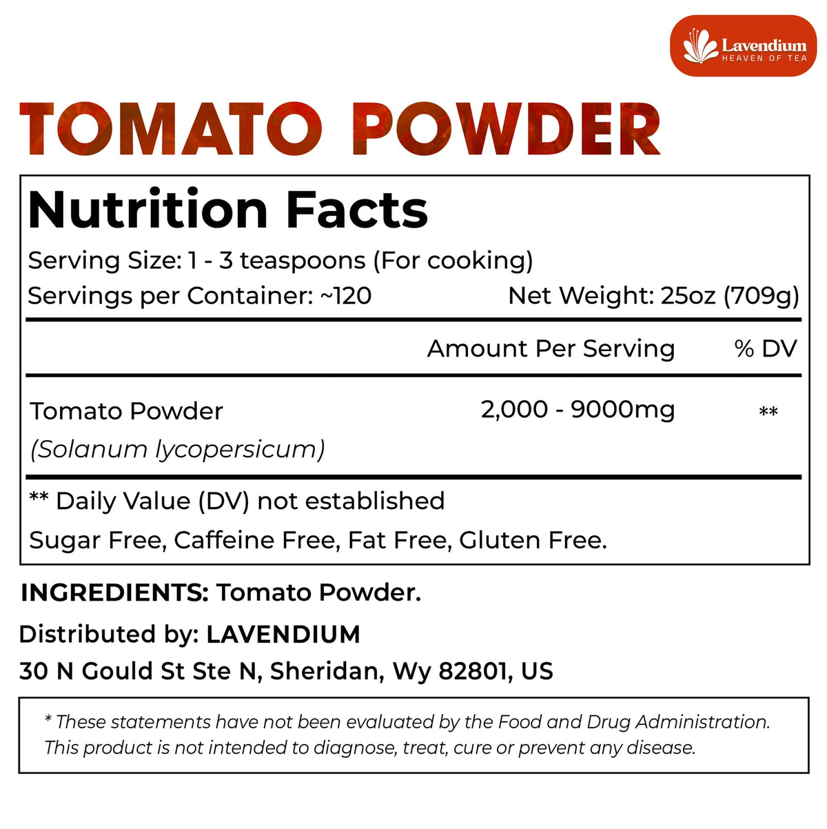 Lavendium Premium Tomato Powder 25oz | 100% Pure Dehydrated Tomato, Non-GMO, Vegan, Gluten-Free
