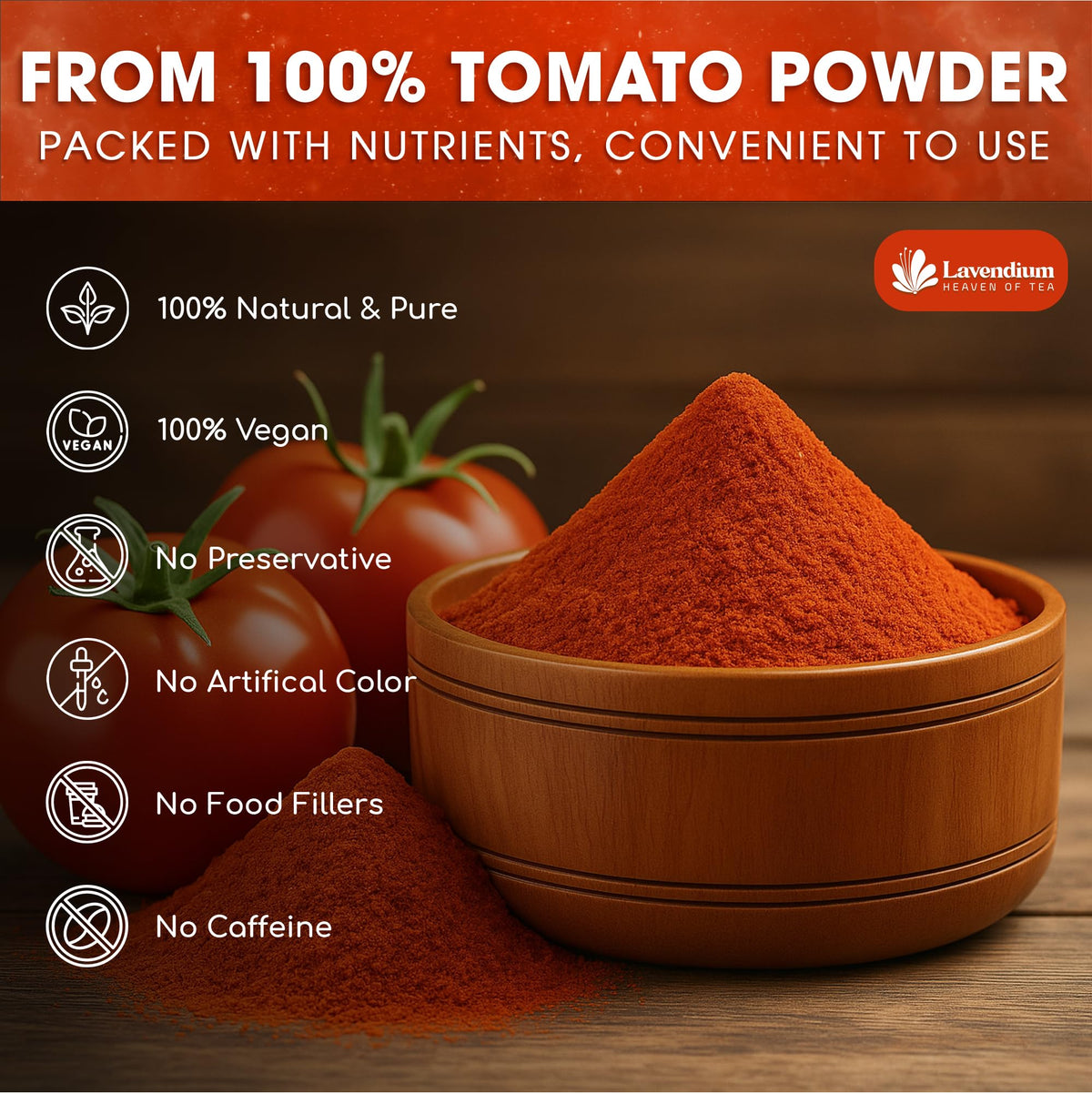 Lavendium Premium Tomato Powder 25oz | 100% Pure Dehydrated Tomato, Non-GMO, Vegan, Gluten-Free