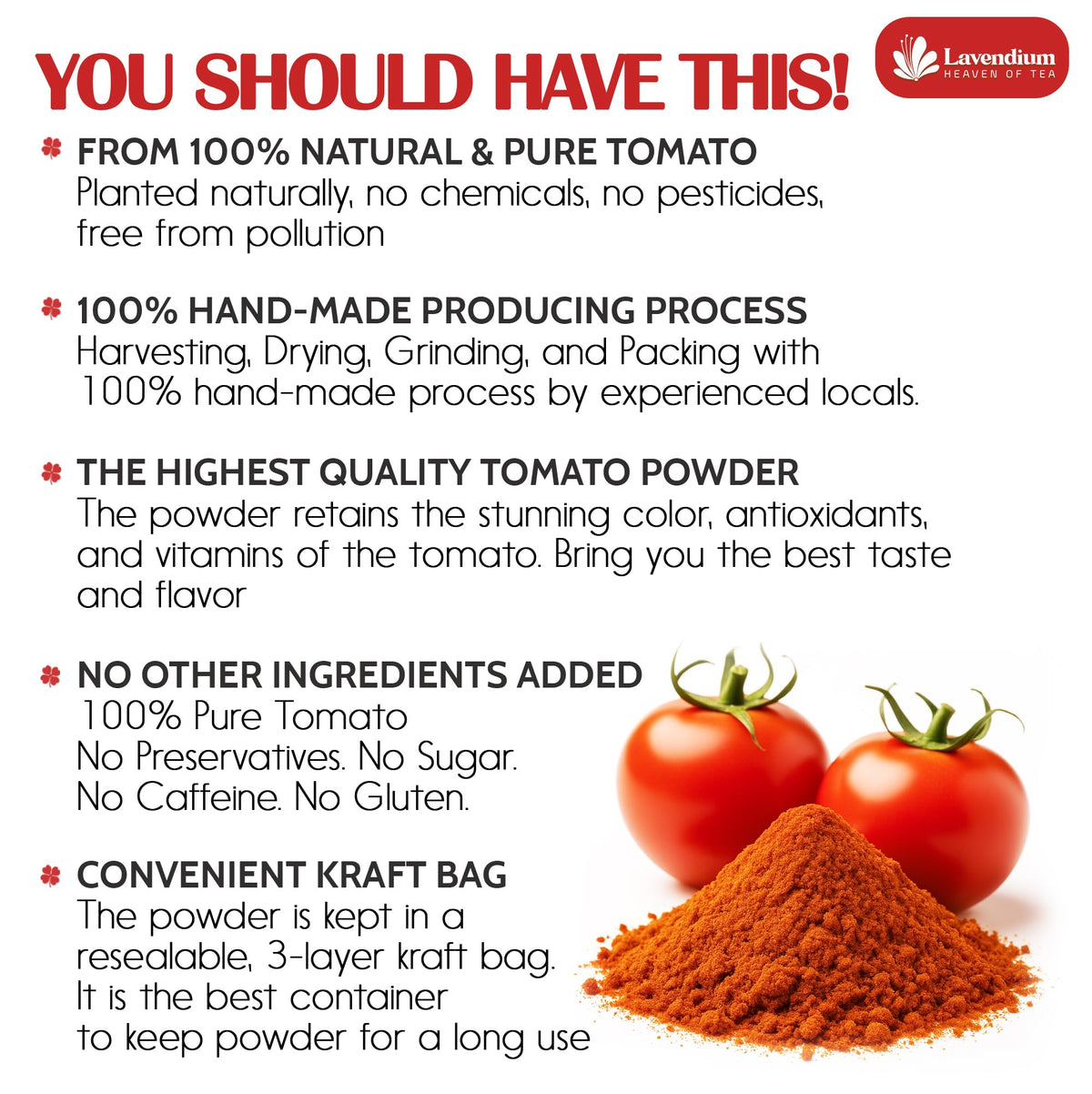 Lavendium Premium Tomato Powder 25oz | 100% Pure Dehydrated Tomato, Non-GMO, Vegan, Gluten-Free
