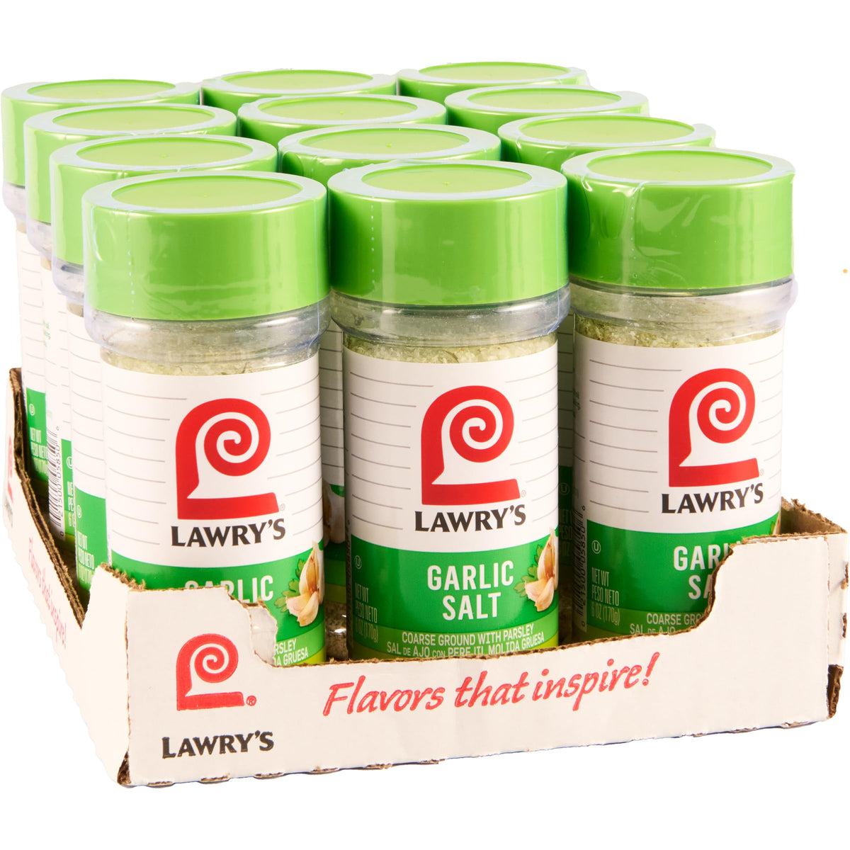 Lawry's Coarse Ground Parsley Garlic Salt – 6 oz (Pack of 12) | No MSG Seasoning