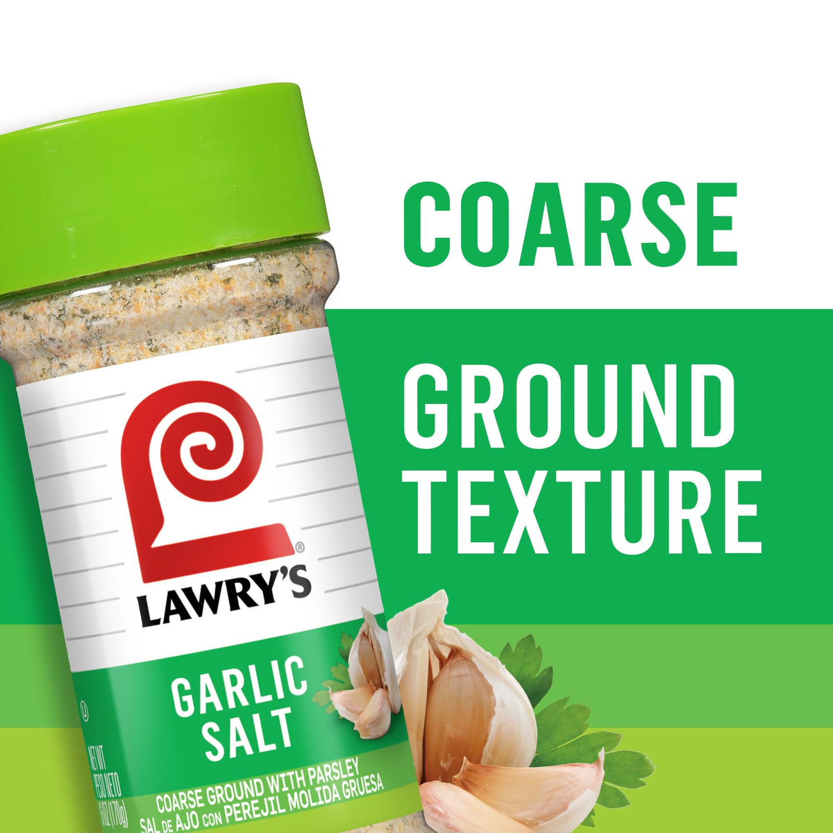 Lawry's Coarse Ground Parsley Garlic Salt – 6 oz (Pack of 12) | No MSG Seasoning