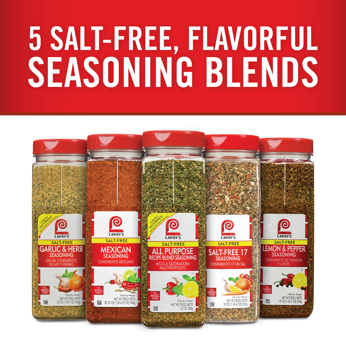 Lawry's Salt-Free Lemon & Pepper Seasoning, 19 oz – Salt-Free Citrus Pepper Blend