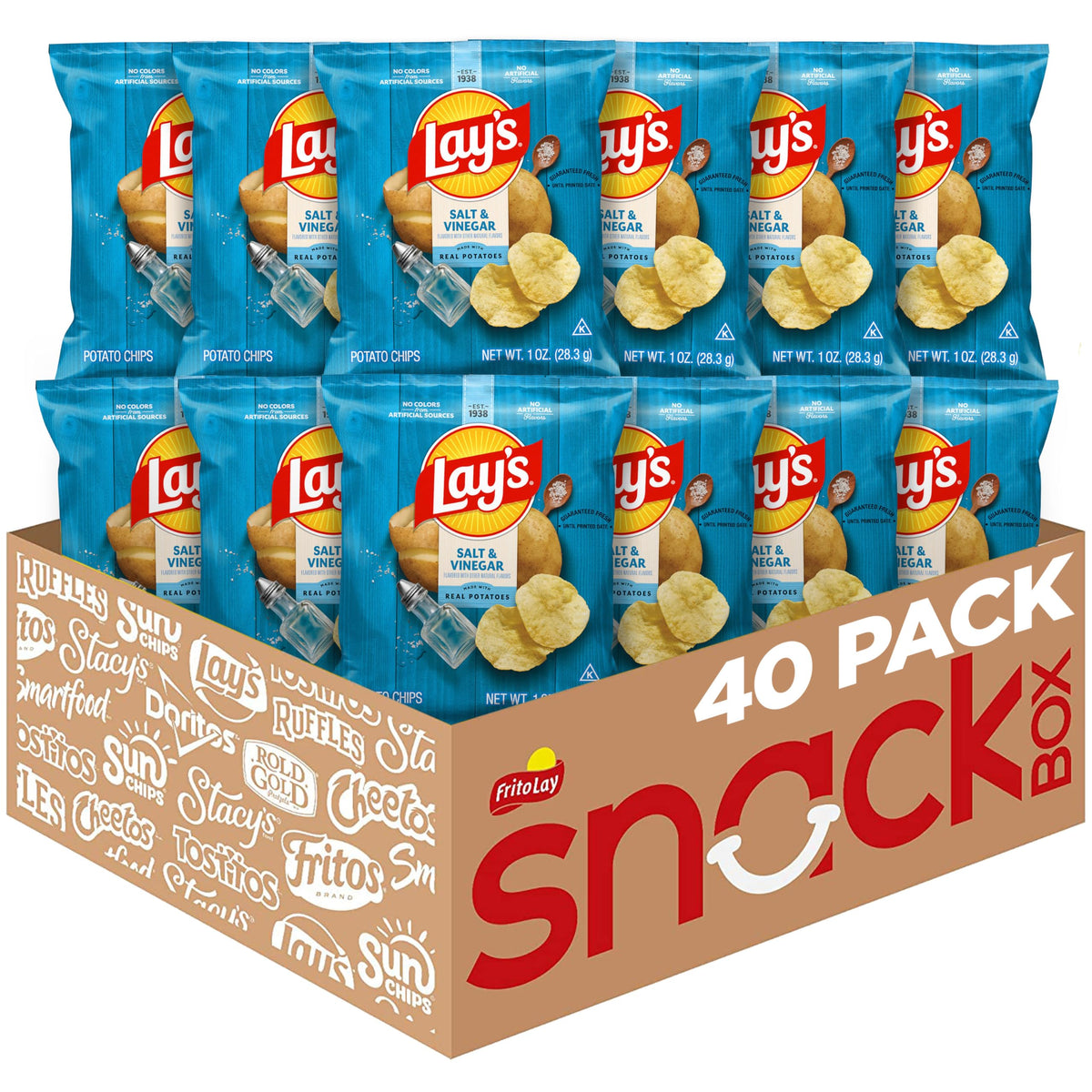 Lay's Salt & Vinegar Potato Chips — 40 x 1 oz Bags (Packaging May Vary)