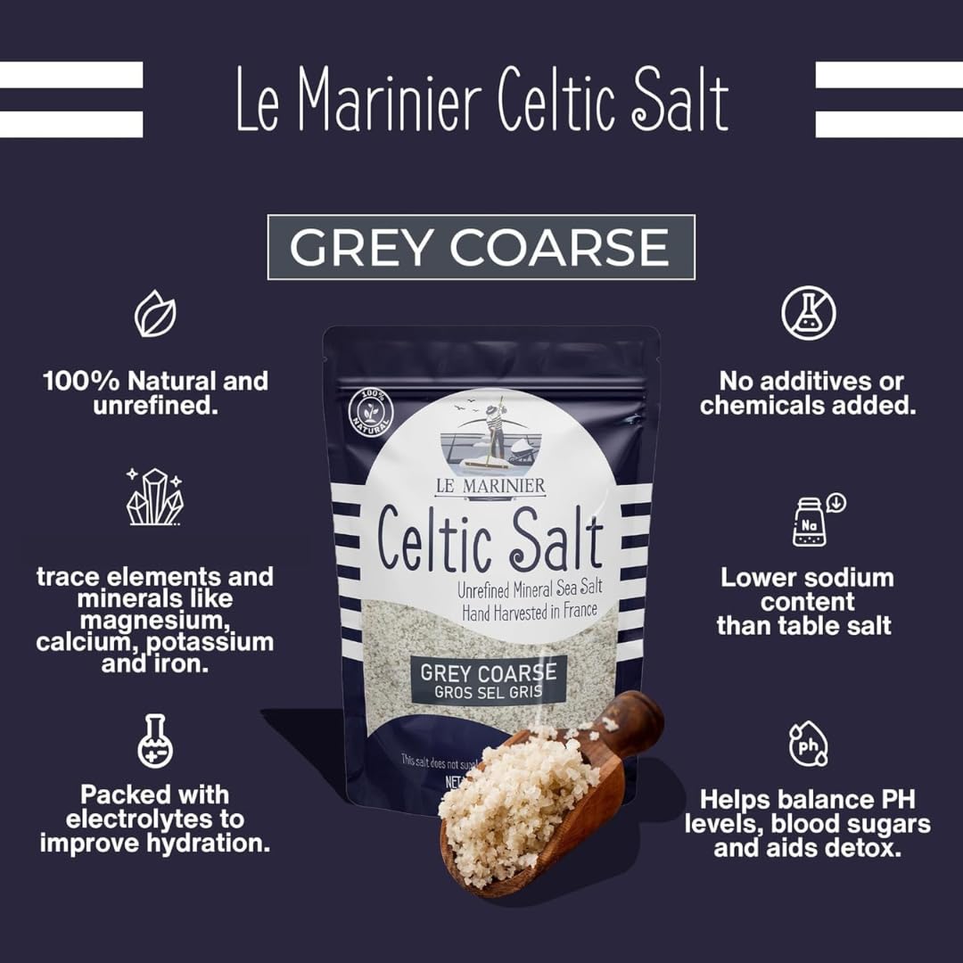 Le Marinier Celtic Salt Grey Coarse – 5lb Organic French Sea Salt, Unrefined & Hand Harvested