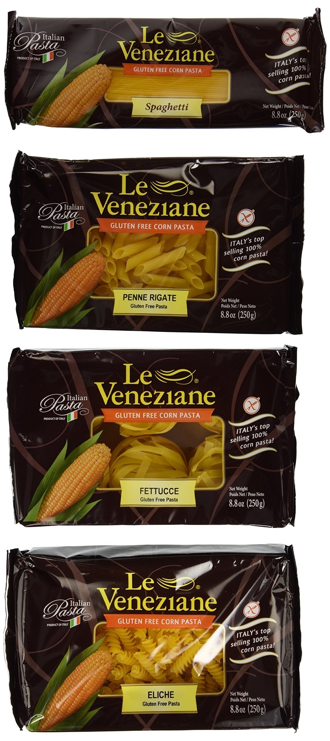 Le Veneziane Gluten Free Pasta Variety Pack, 4 x 8.8 oz