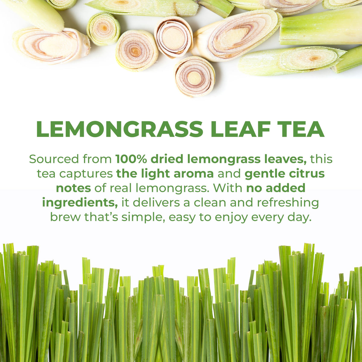 LeafLea 80 Premium Lemongrass Tea Bags – 100% Lemongrass, Caffeine-Free, Ind idually Wrapped