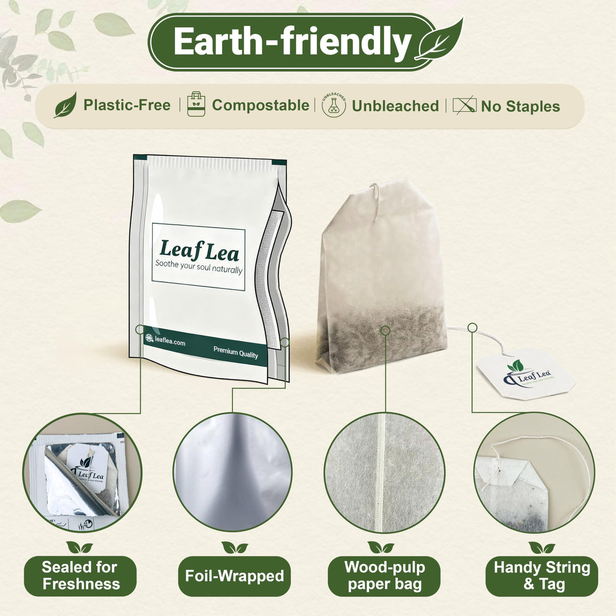 LeafLea 80 Senna Leaf Tea Bags – Natural Herbal Tea for Gentle Digestive Support