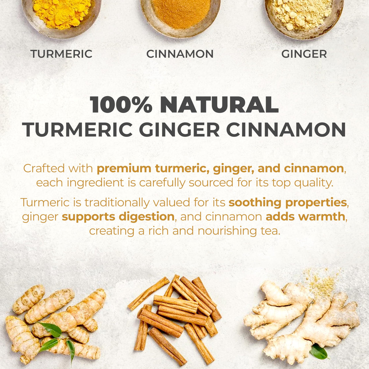 LeafLea Turmeric Tea with Ginger & Cinnamon | 80 Bags, Natural Herbal, Caffeine-Free