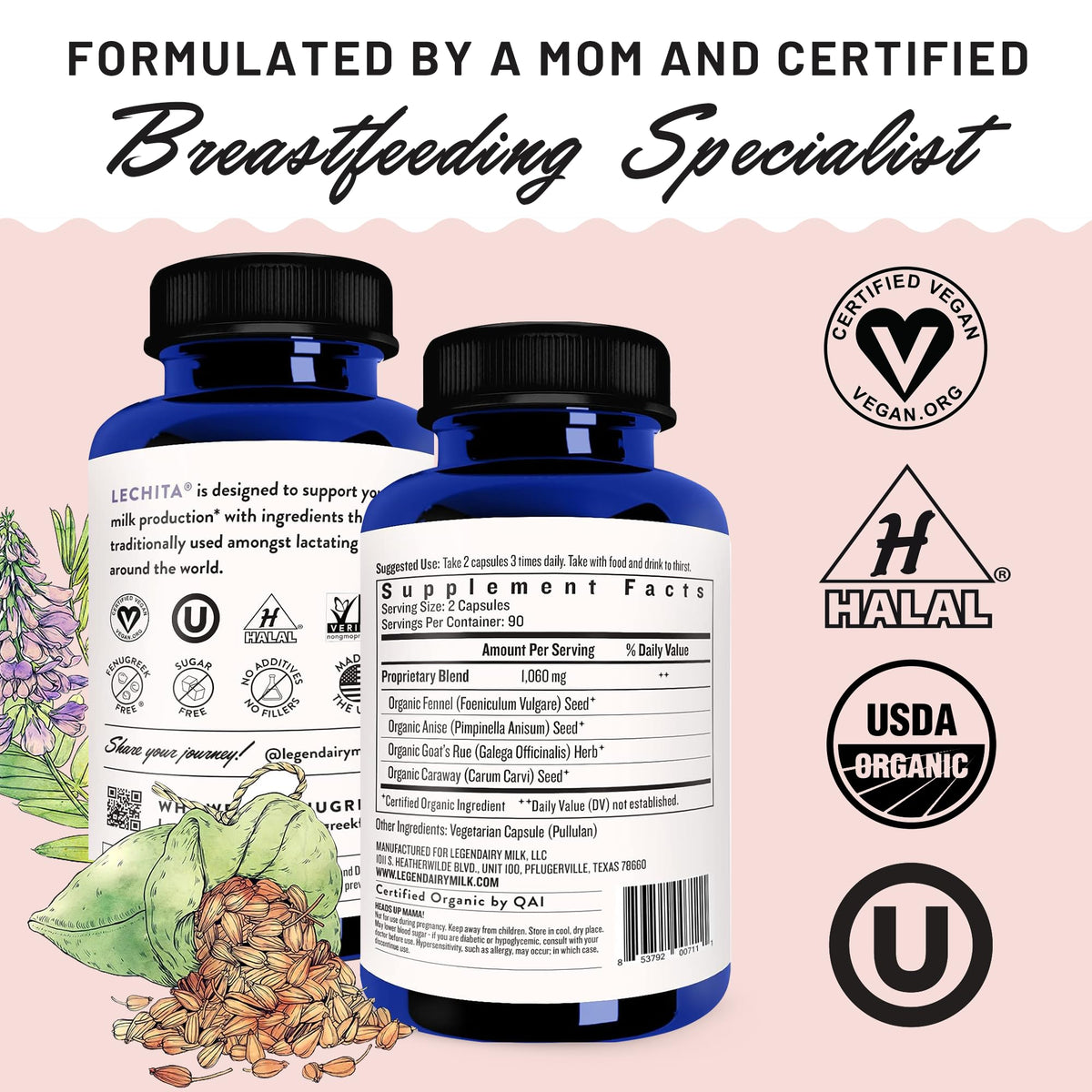 Legendairy Milk Lechita – Fenugreek-Free Organic Lactation Support, USA Made