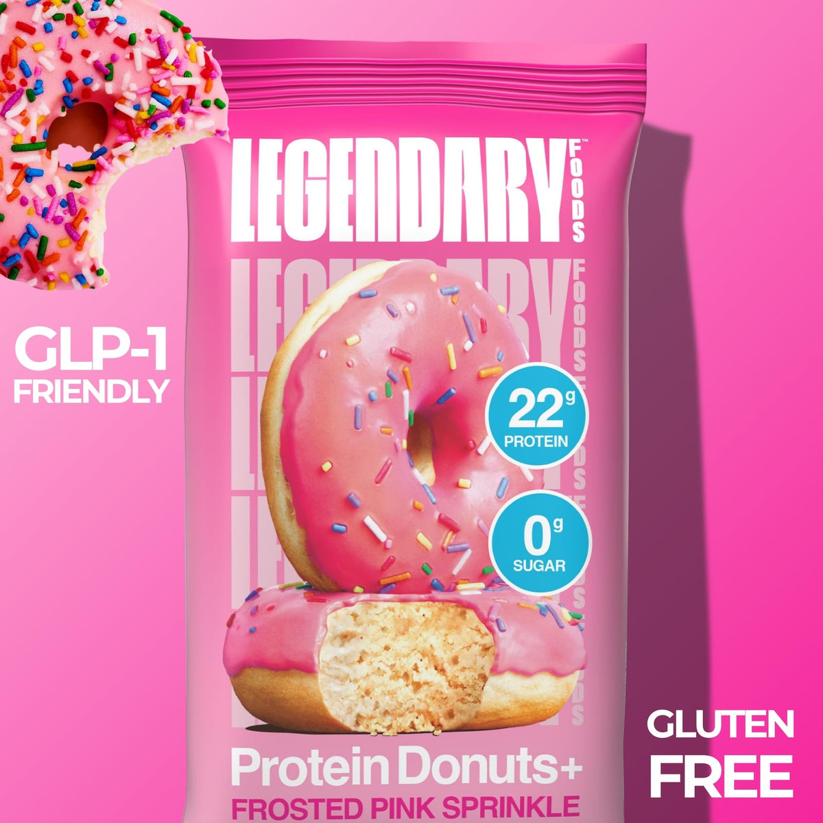 Legendary Foods Protein Donuts – 22g Protein, Zero Sugar, Gluten Free, Low Carb, Keto Snack – 8-Pack (Two Donuts/Pack)